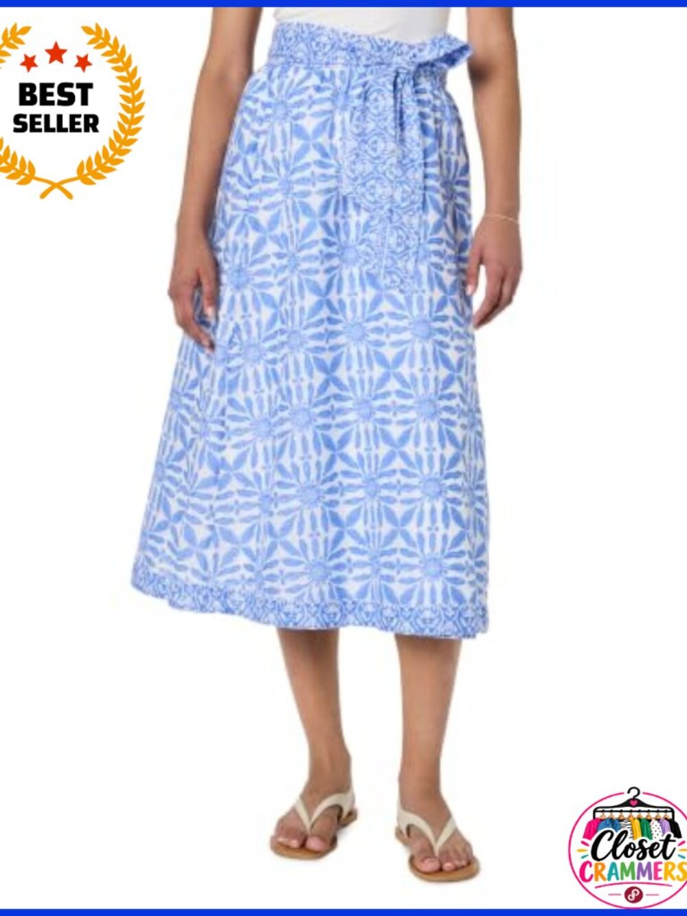 Wren Wrap Skirt Cotton Geometric Print Wear to Work